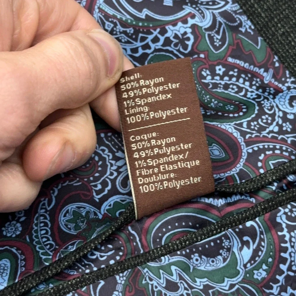 Oak Hill Sport Coat Blazer Men's 4XL 58/60 Dark Green Two Button Paisley Lined